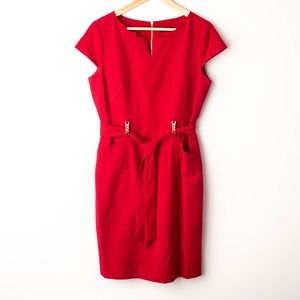 Ellen Tracy | Red Dress with tie around waist | 8P